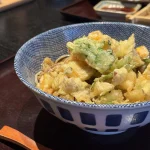 山口県宇部市『手打ち蕎麦 きさく』野菜と海老のかき揚げぶっかけそば